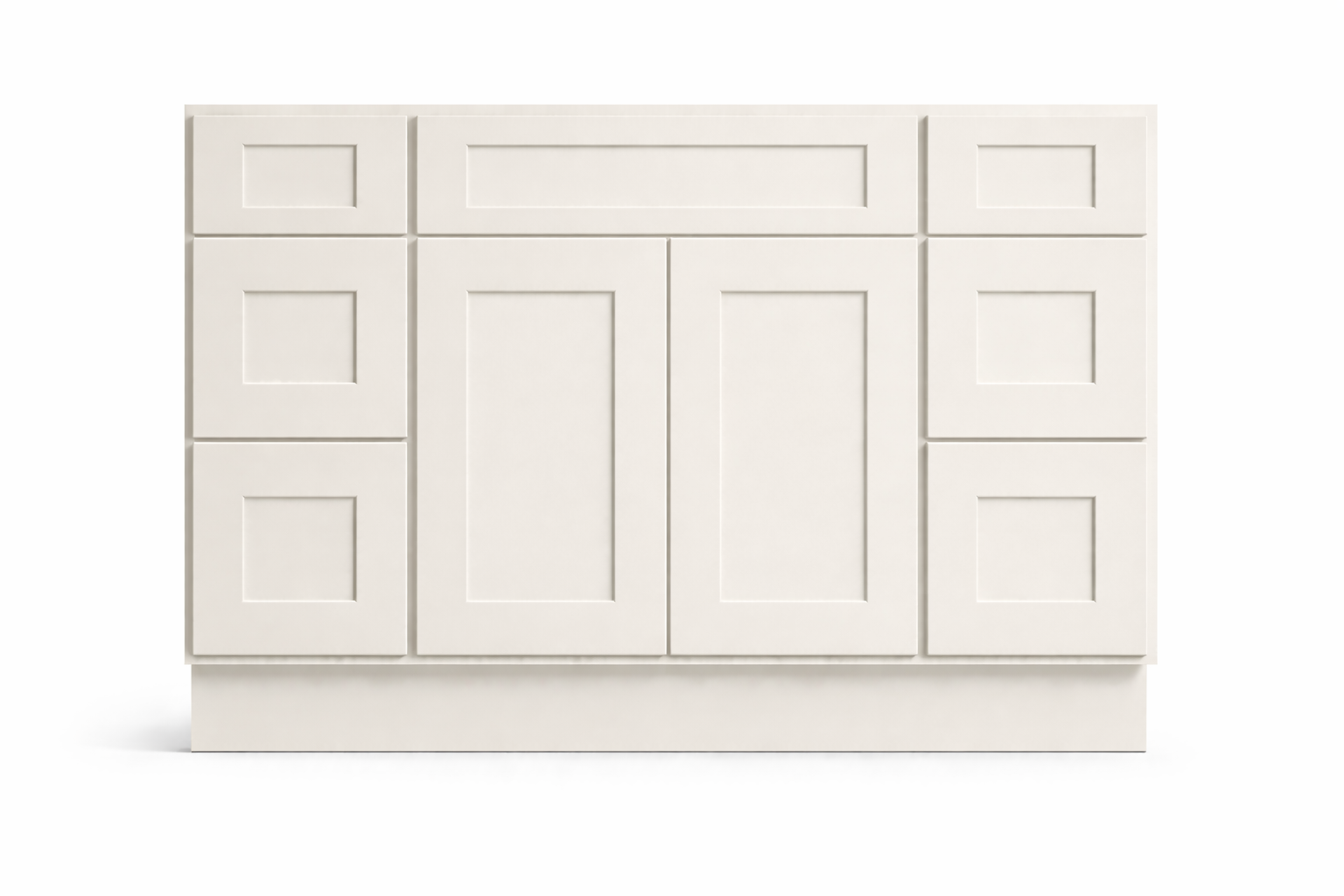 Shaker Style Vanity Combination Six Drawer w/ Butt Doors in SW7010 White Duck