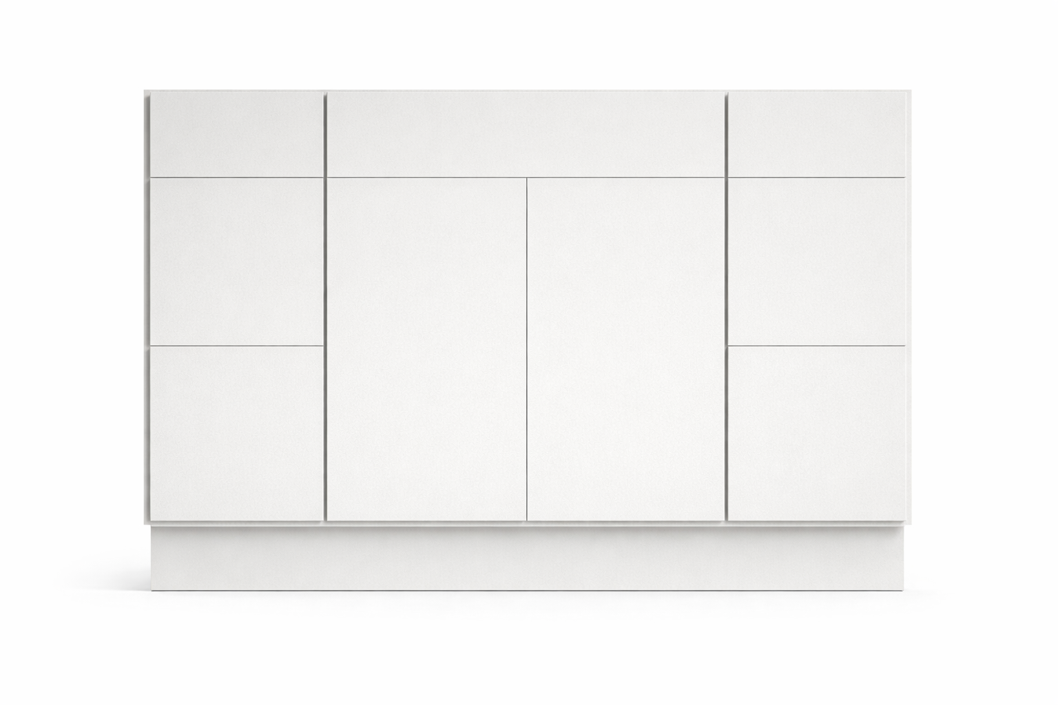 Slab Style Vanity Combination Six Drawer w/ Butt Doors in SW7005 Pure White