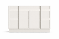 Slim Shaker Style Vanity Combination Six Drawer w/ Butt Doors in SW7010 White Duck
