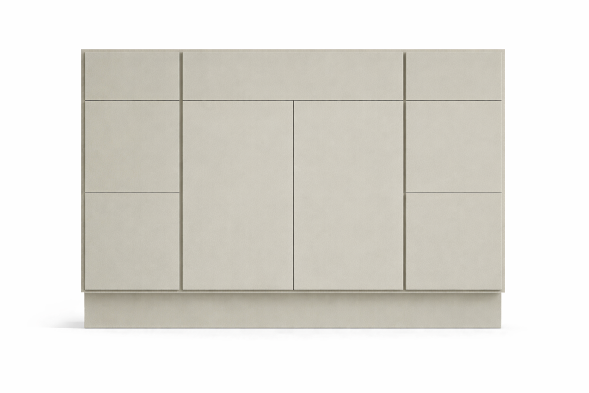 Slab Style Vanity Combination Six Drawer w/ Butt Doors in SW7050 Useful Gray