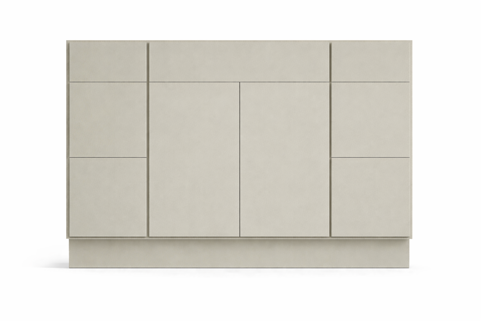 Slab Style Vanity Combination Six Drawer w/ Butt Doors in SW7050 Useful Gray