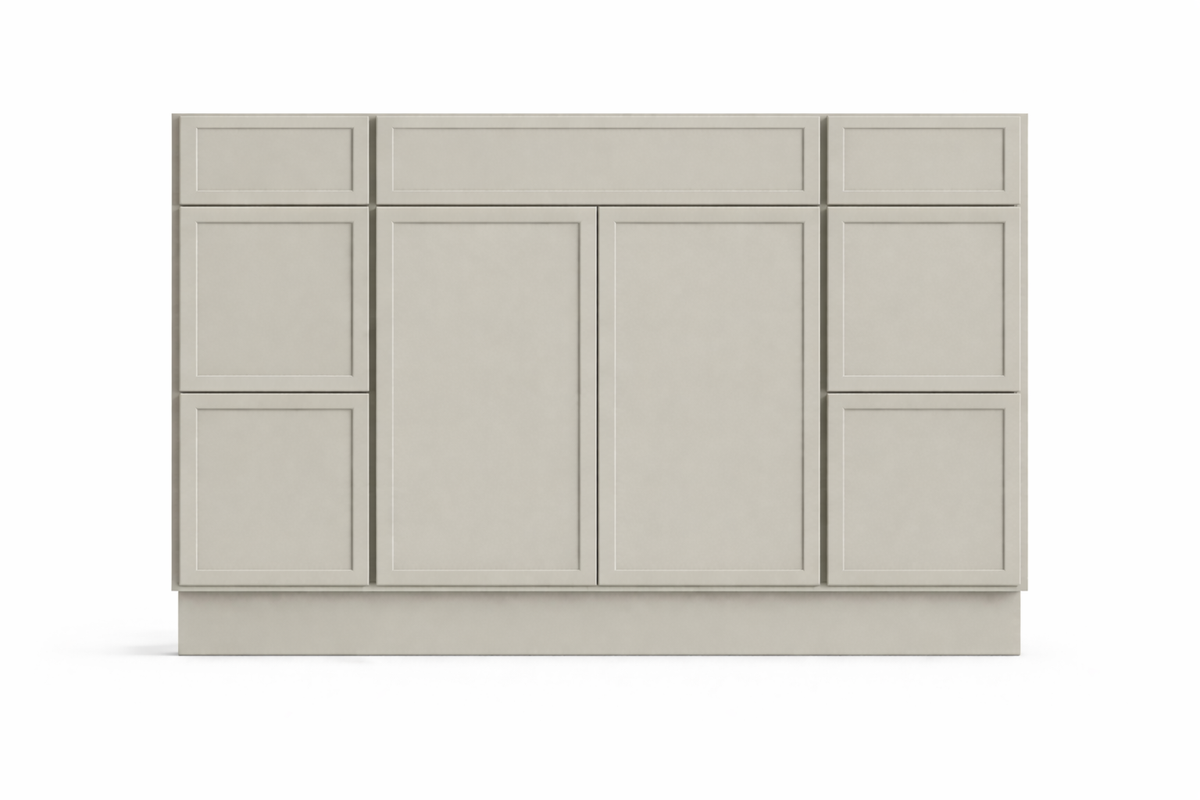 Slim Shaker Style Vanity Combination Six Drawer w/ Butt Doors in SW7050 Useful Gray