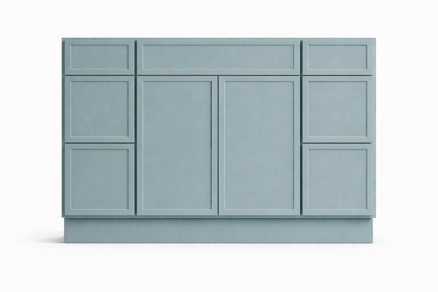 Slim Shaker Style Vanity Combination Six Drawer w/ Butt Doors in SW7613 Aquasphere