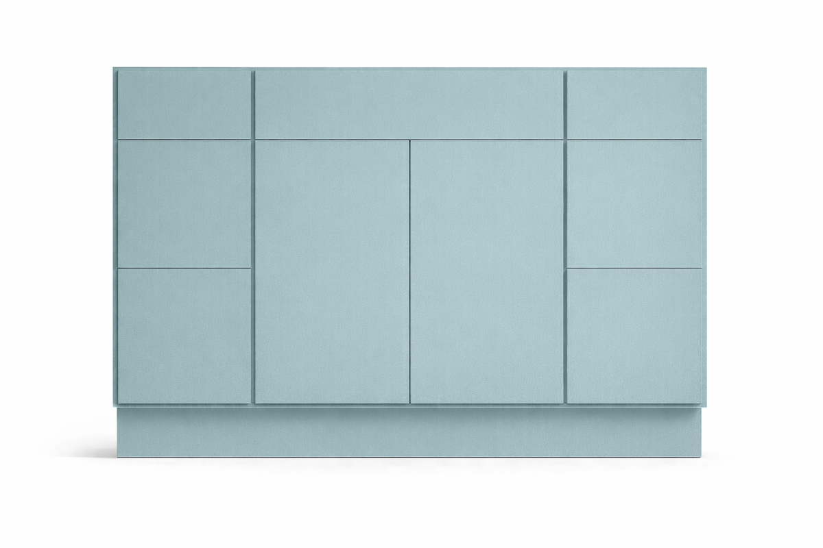 Slab Style Vanity Combination Six Drawer w/ Butt Doors in SW7613 Aquasphere