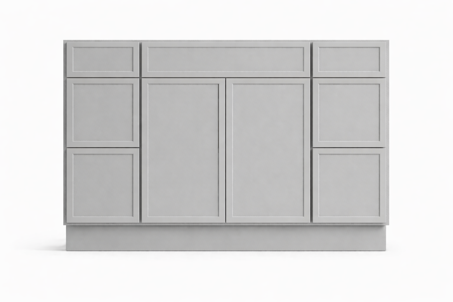 Slim Shaker Style Vanity Combination Six Drawer w/ Butt Doors in SW7663 Monorail Silver