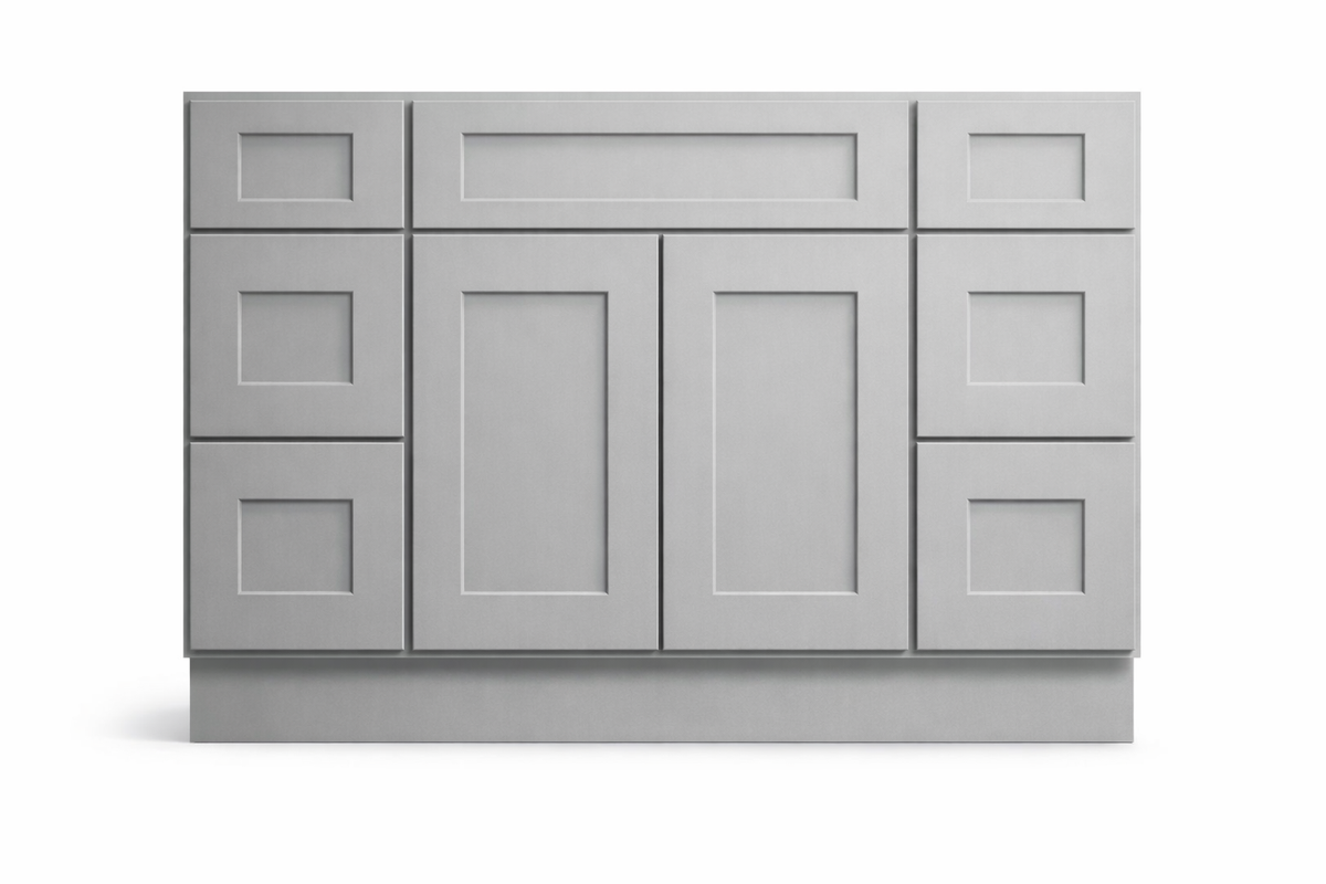 Shaker Style Vanity Combination Six Drawer w/ Butt Doors in SW7663 Monorail Silver
