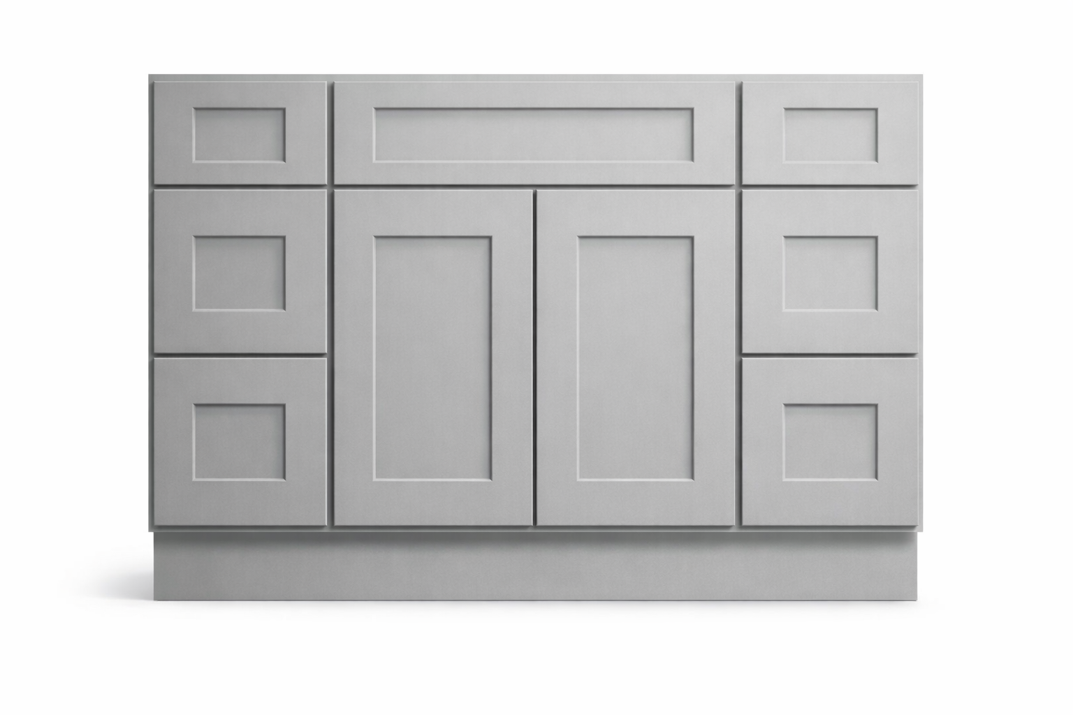 Shaker Style Vanity Combination Six Drawer w/ Butt Doors in SW7663 Monorail Silver