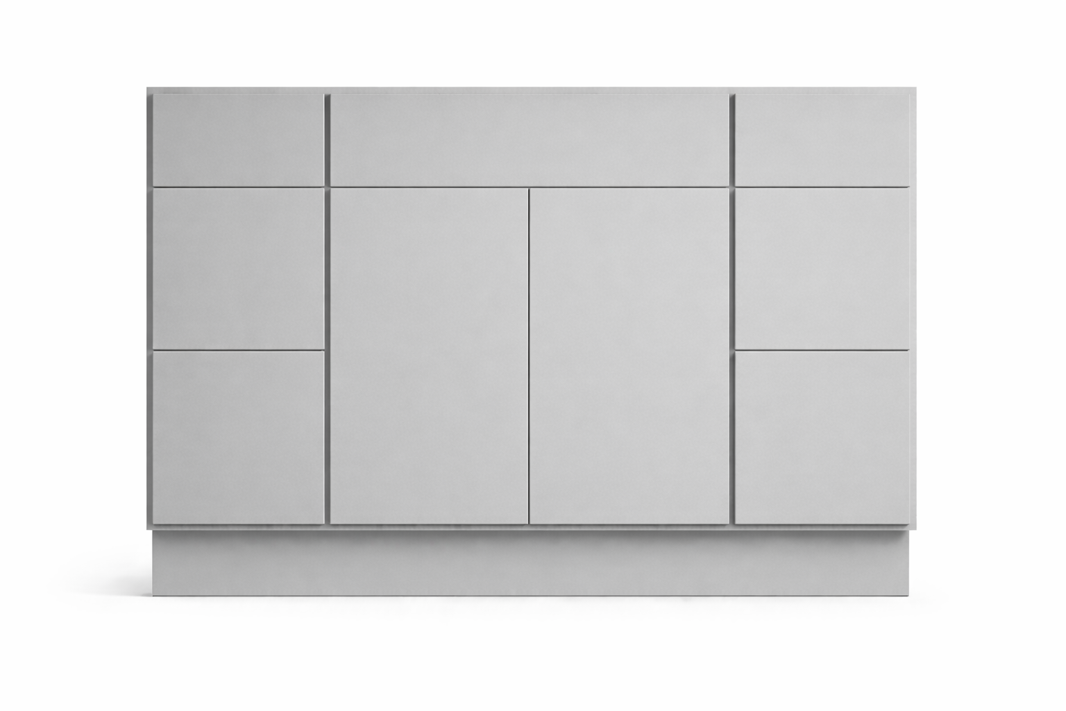 Slab Style Vanity Combination Six Drawer w/ Butt Doors in SW7663 Monorail Silver