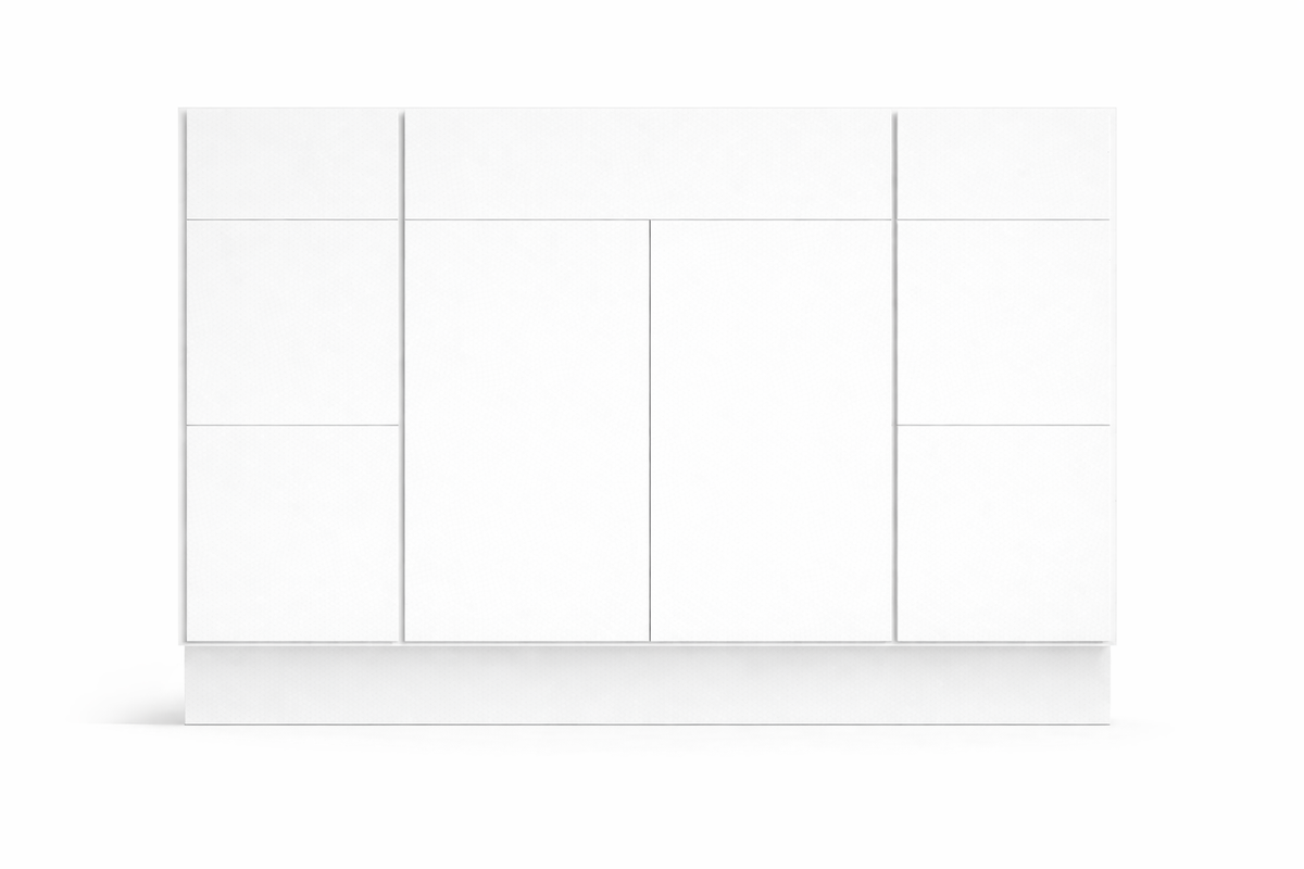 Slab Style Vanity Combination Six Drawer w/ Butt Doors in SW7757 High Reflective White