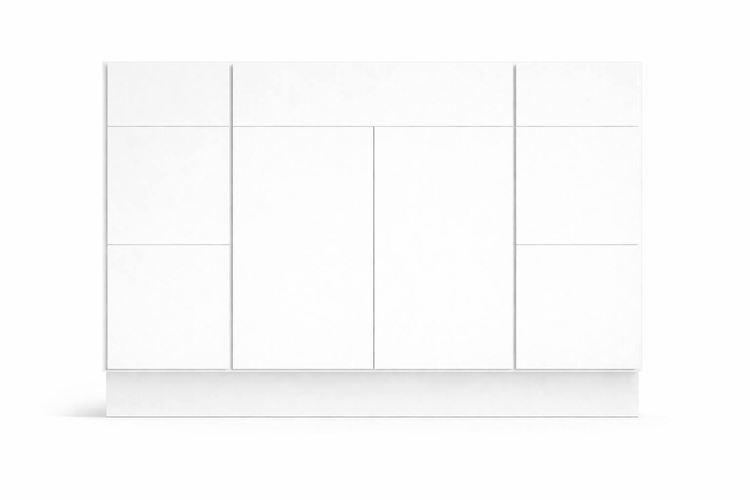 Slab Style Vanity Combination Six Drawer w/ Butt Doors in SW7757 High Reflective White