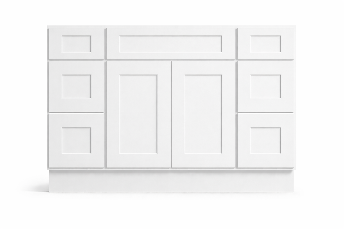 Shaker Style Vanity Combination Six Drawer w/ Butt Doors in SW7757 High Reflective White