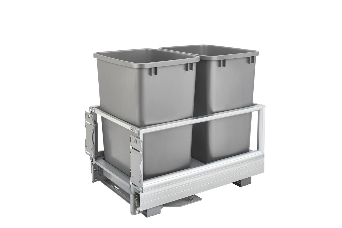 r075 | 5149-18DM-217 | Bottom Mount Aluminum Pullout w/ Double 35 qt Waste Containers and Rev-A-Motion Slides