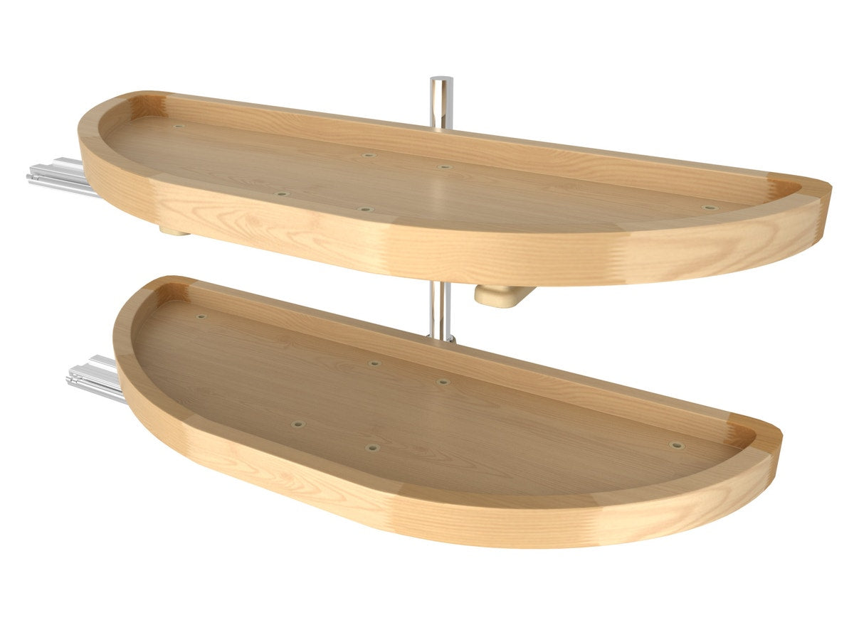 r065 | 4WLS882-32-570 | Lazy Susan Half-Moon Wood Two Shelf Blind Corner Pull-Out
