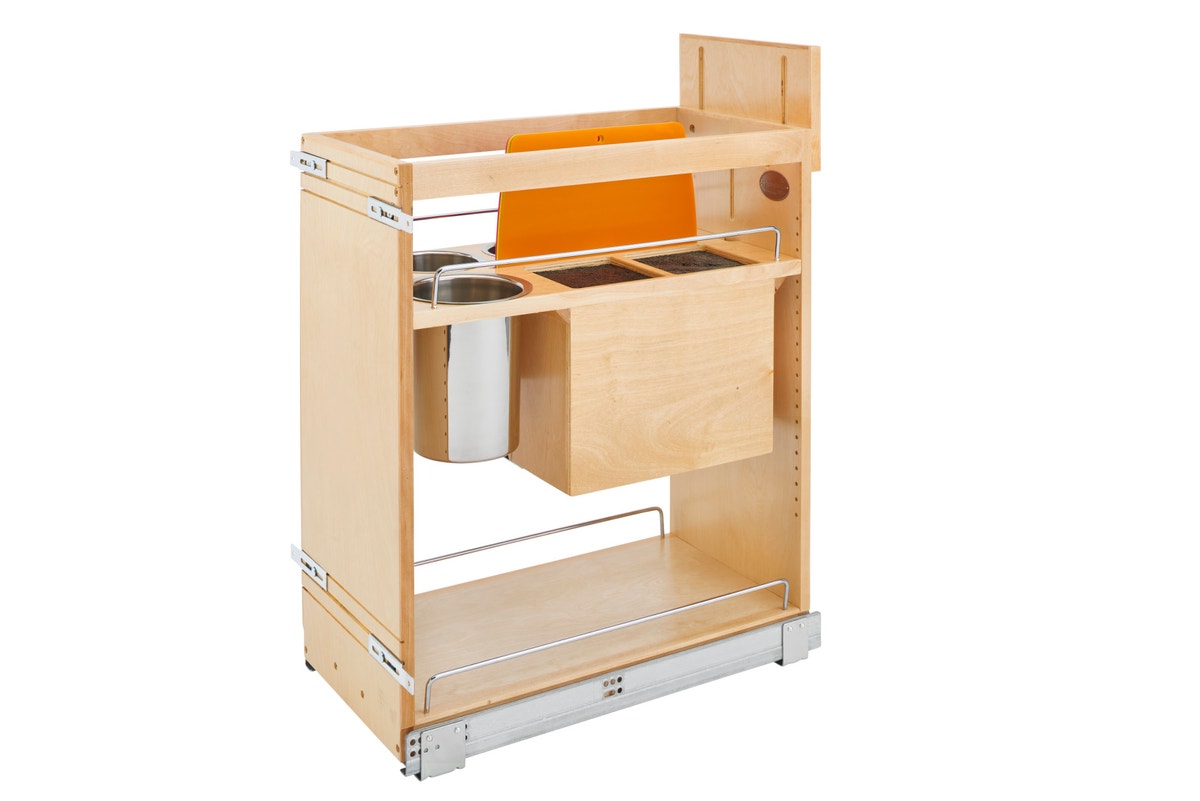 r017 | 448KB-BCSC-11C | Base Cabinet Knife Block Pullout Organizer w/ Cutting Mats (Fits 15" Full Height Door Base)