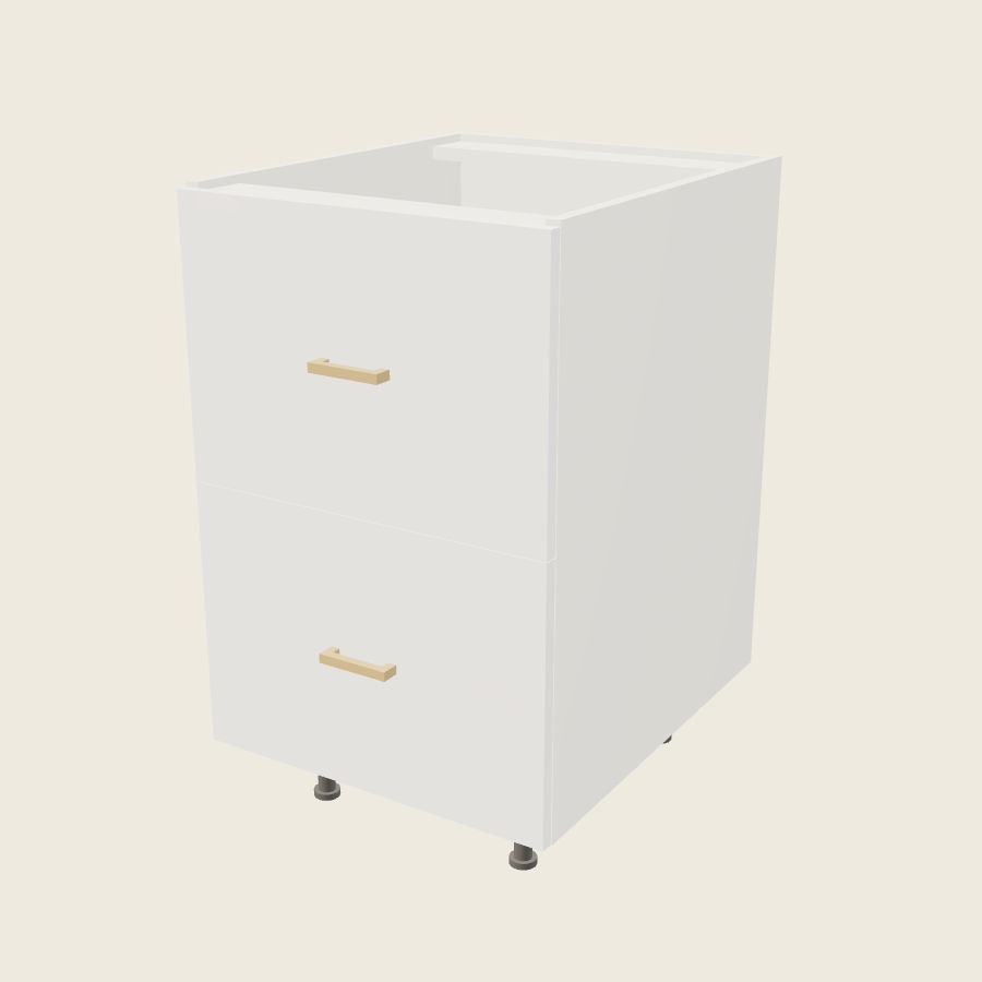 Palermo Gloss White Two Drawer Base - 2DB21 — 2020 catalog rendering; finish and installed options are illustrative