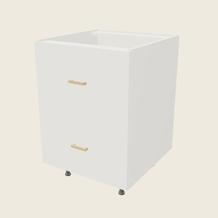 Palermo Gloss White Two Drawer Base - 2DB24 — 2020 catalog rendering; finish and installed options are illustrative
