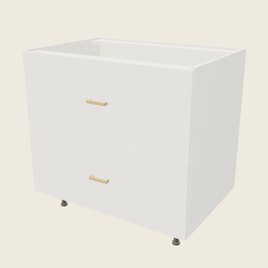 Palermo Gloss White Two Drawer Base - 2DB36 — 2020 catalog rendering; finish and installed options are illustrative