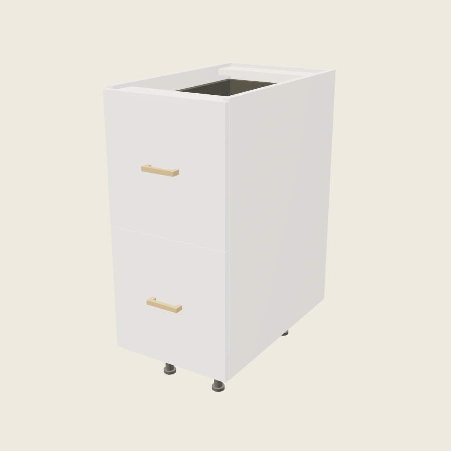Palermo Gloss White Two Drawer Bases with One Inner Drawer - 2DBID15 — 2020 catalog rendering; finish and installed options are illustrative