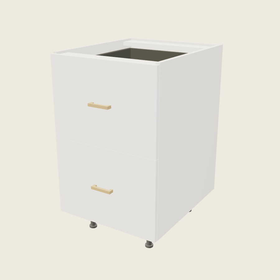 Palermo Gloss White Two Drawer Bases with One Inner Drawer - 2DBID21 — 2020 catalog rendering; finish and installed options are illustrative