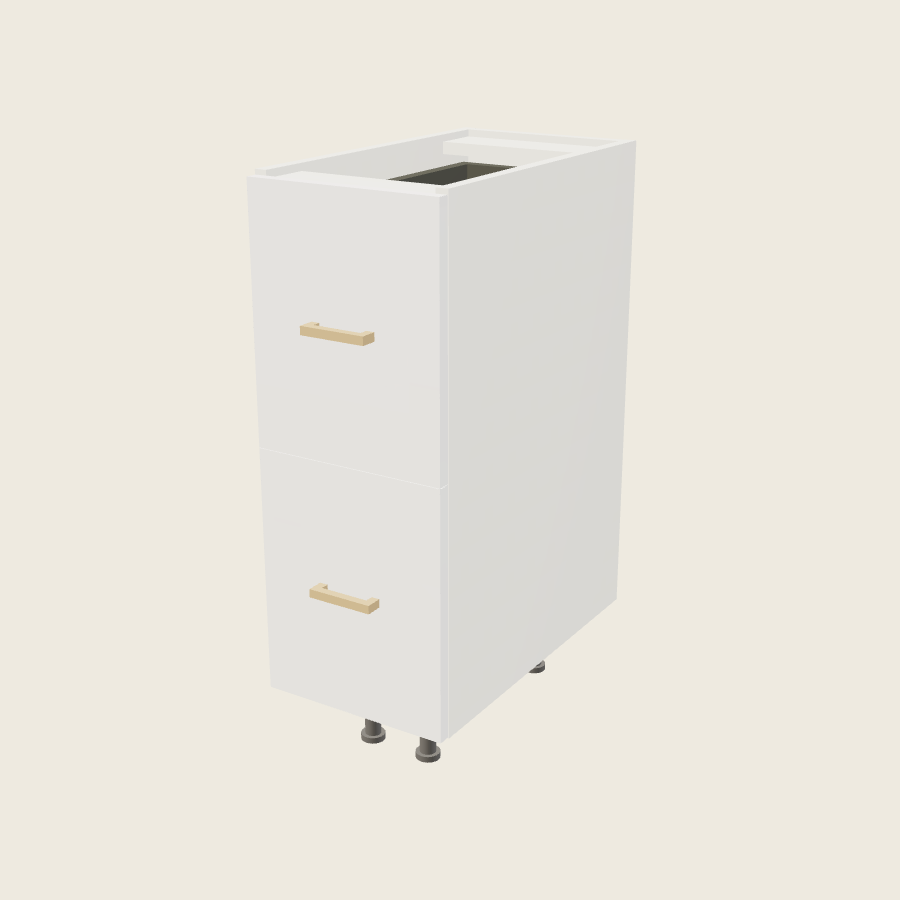 Palermo Gloss White Two Drawer with One Inner Drawer Vanity Base - 2VDBID12 — 2020 catalog rendering; finish and installed options are illustrative