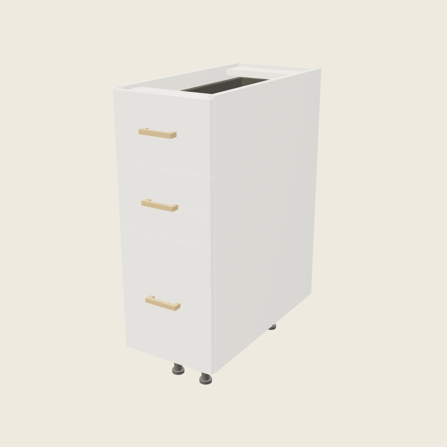 Palermo Gloss White Three Drawer Base - 3DB12 — 2020 catalog rendering; finish and installed options are illustrative