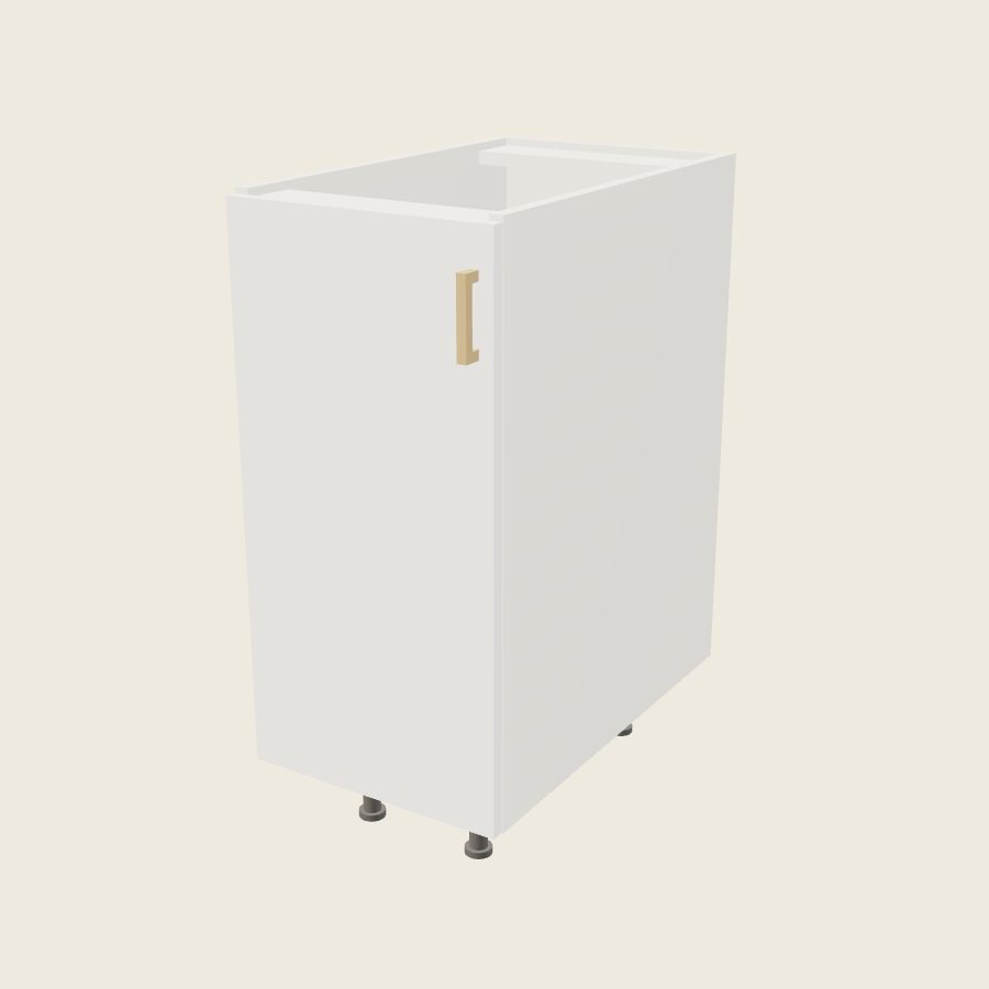 Palermo Gloss White Full Height Single Door Base Cabinet - B15FH — 2020 catalog rendering; left-hand arrangement shown; finish and installed options are illustrative
