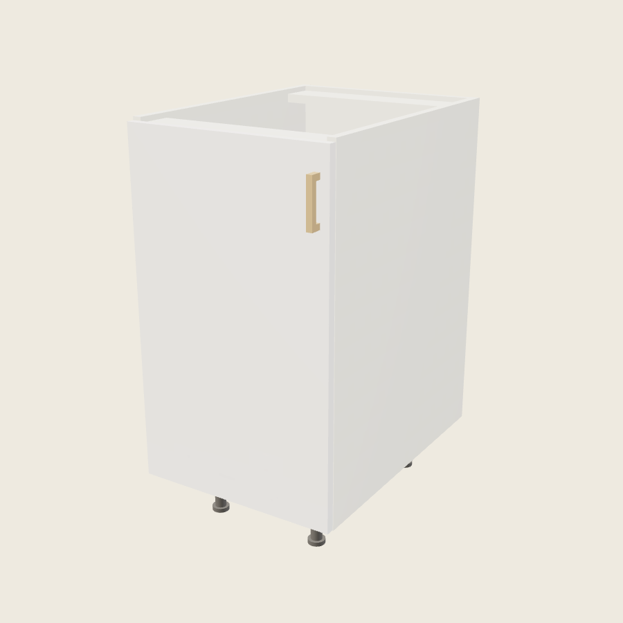 Palermo Gloss White Full Height Single Door Base Cabinet - B18FH — 2020 catalog rendering; left-hand arrangement shown; finish and installed options are illustrative