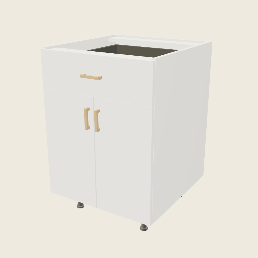 Palermo Gloss White Double Door Single Drawer Base - B24 — 2020 catalog rendering; finish and installed options are illustrative