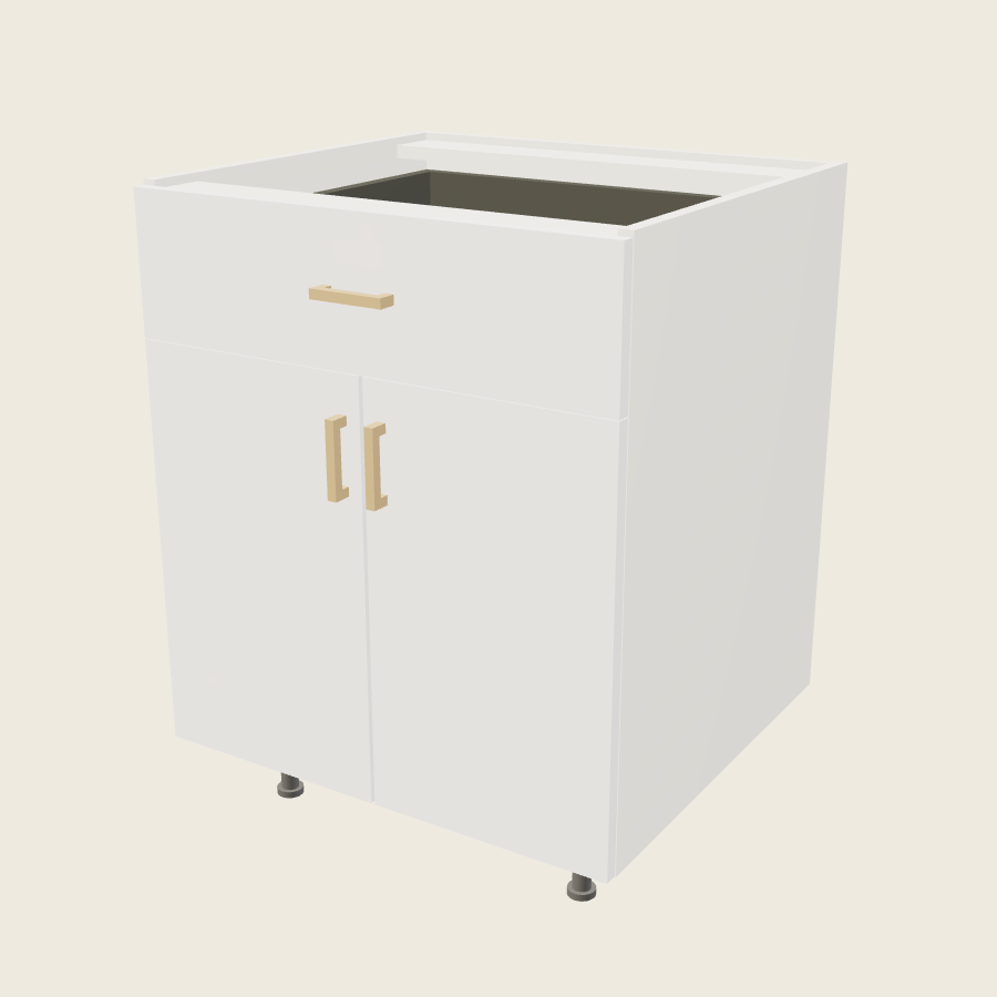 Palermo Gloss White Double Door Single Drawer Base - B27 — 2020 catalog rendering; finish and installed options are illustrative