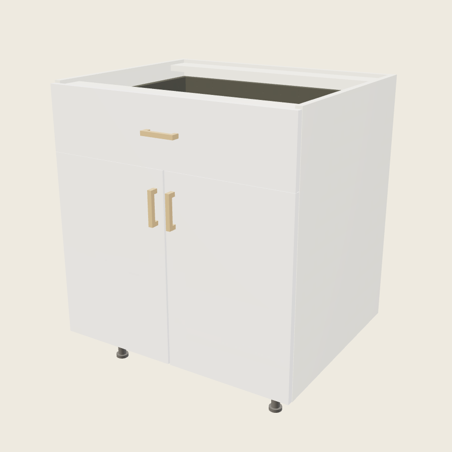 Palermo Gloss White Double Door Single Drawer Base - B30 — 2020 catalog rendering; finish and installed options are illustrative