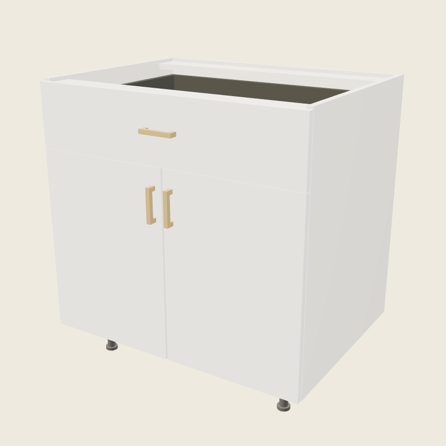 Palermo Gloss White Double Door Single Drawer Base - B33 — 2020 catalog rendering; finish and installed options are illustrative