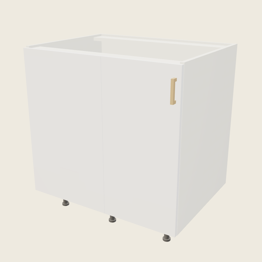 Palermo Gloss White Single Door Blind Base Corner Cabinet - BBC40/43FH — 2020 catalog rendering; left-hand arrangement shown; finish and installed options are illustrative