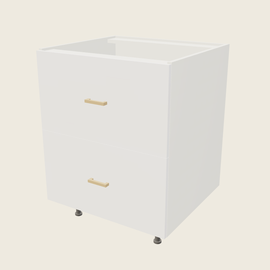 Palermo Gloss White Two Drawer Range Base - RB2DB27 — 2020 catalog rendering; finish and installed options are illustrative