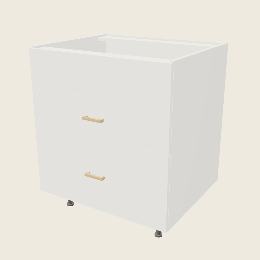 Palermo Gloss White Two Drawer One False Drawer Front Range Base - RB3DB30 — 2020 catalog rendering; finish and installed options are illustrative