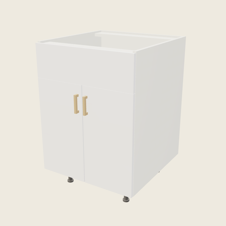 Palermo Gloss White Double Door Single False Drawer Front Sink Base - SB24 — 2020 catalog rendering; finish and installed options are illustrative
