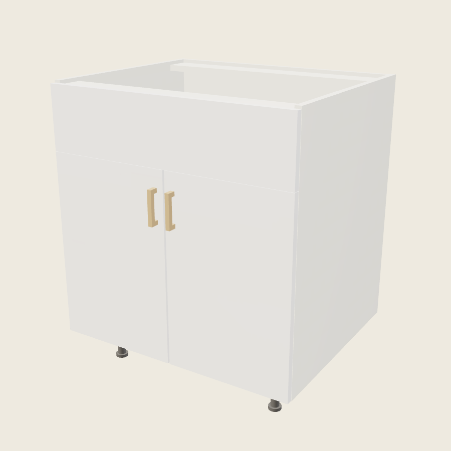 Palermo Gloss White Double Door Single False Drawer Front Sink Base - SB30 — 2020 catalog rendering; finish and installed options are illustrative