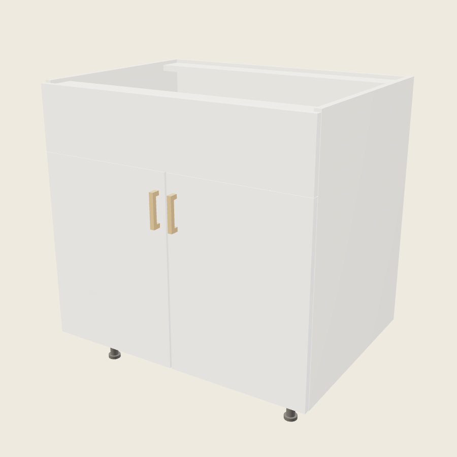 Palermo Gloss White Double Door Single False Drawer Front Sink Base - SB33 — 2020 catalog rendering; finish and installed options are illustrative