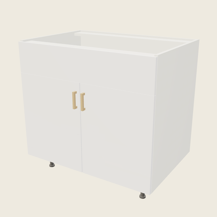 Palermo Gloss White Double Door Single False Drawer Front Sink Base - SB36 — 2020 catalog rendering; finish and installed options are illustrative