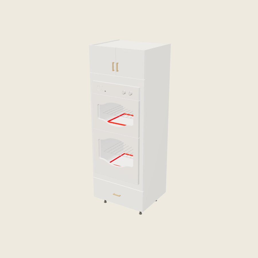 Palermo Gloss White Tall Double Oven One Drawer Utility Cabinet - TOD3084 — 2020 catalog rendering; finish and installed options are illustrative