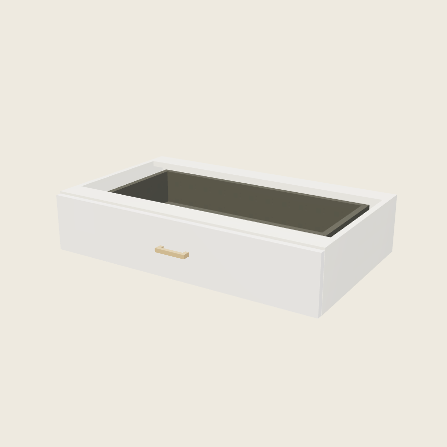 Palermo Gloss White Vanity Knee Drawer - VKD36 — 2020 catalog rendering; finish and installed options are illustrative