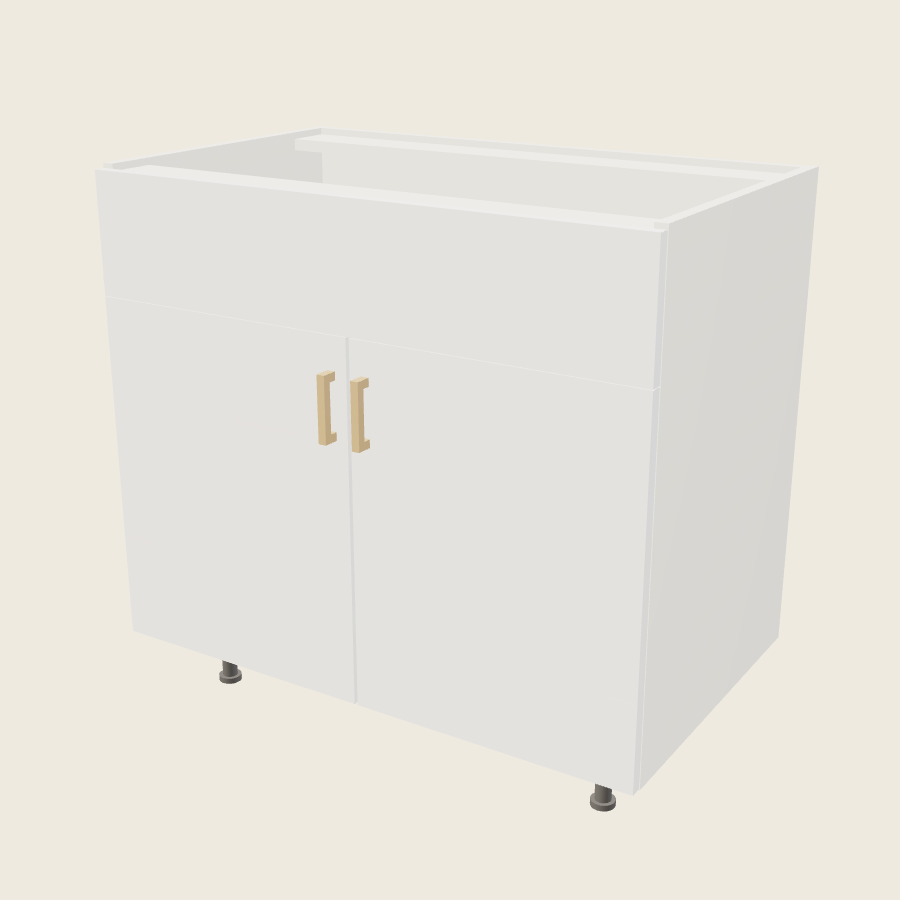 Palermo Gloss White Double Door Single False Drawer Front Vanity Sink Base - VSB36 — 2020 catalog rendering; finish and installed options are illustrative