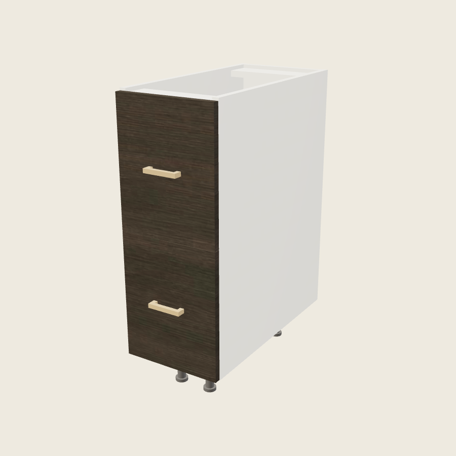Torino Dark Wood Two Drawer Base - 2DB12 — 2020 catalog rendering; finish and installed options are illustrative