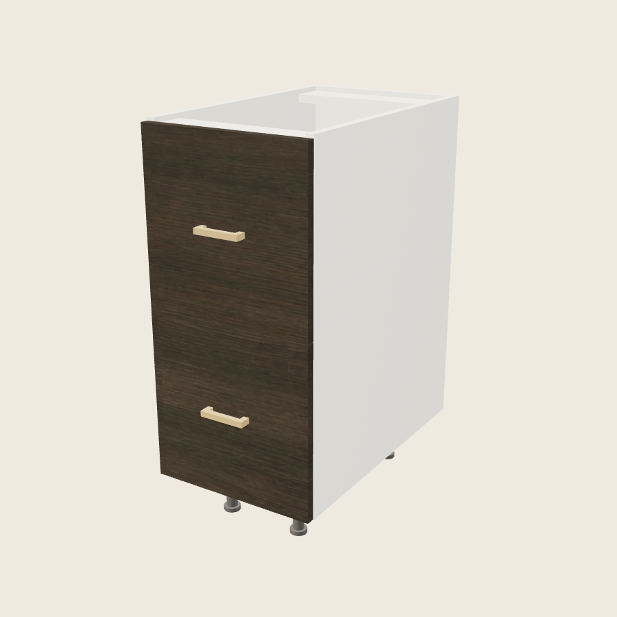 Torino Dark Wood Two Drawer Base - 2DB15 — 2020 catalog rendering; finish and installed options are illustrative