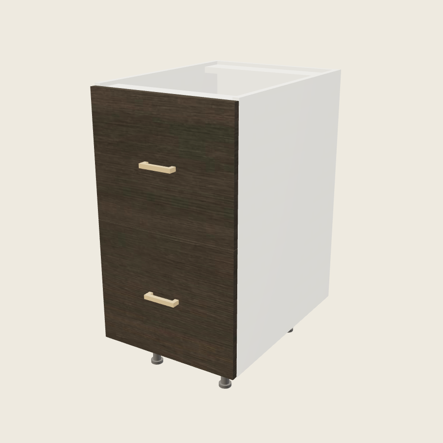 Torino Dark Wood Two Drawer Base - 2DB18 — 2020 catalog rendering; finish and installed options are illustrative