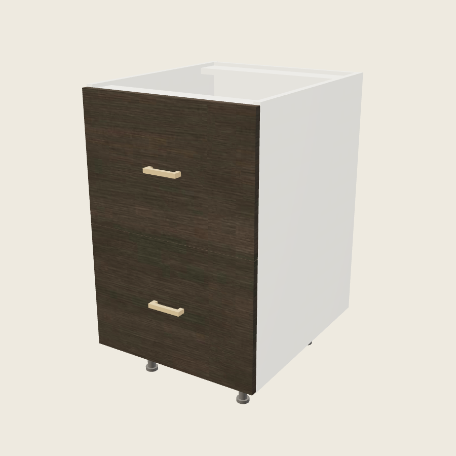 Torino Dark Wood Two Drawer Base - 2DB21 — 2020 catalog rendering; finish and installed options are illustrative