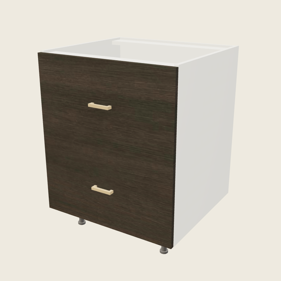 Torino Dark Wood Two Drawer Base - 2DB27 — 2020 catalog rendering; finish and installed options are illustrative