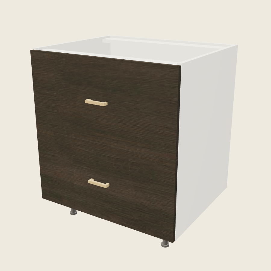 Torino Dark Wood Two Drawer Base - 2DB30 — 2020 catalog rendering; finish and installed options are illustrative