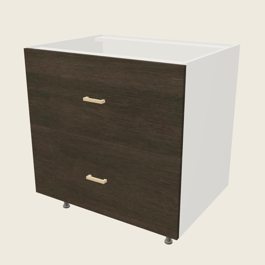 Torino Dark Wood Two Drawer Base - 2DB33 — 2020 catalog rendering; finish and installed options are illustrative