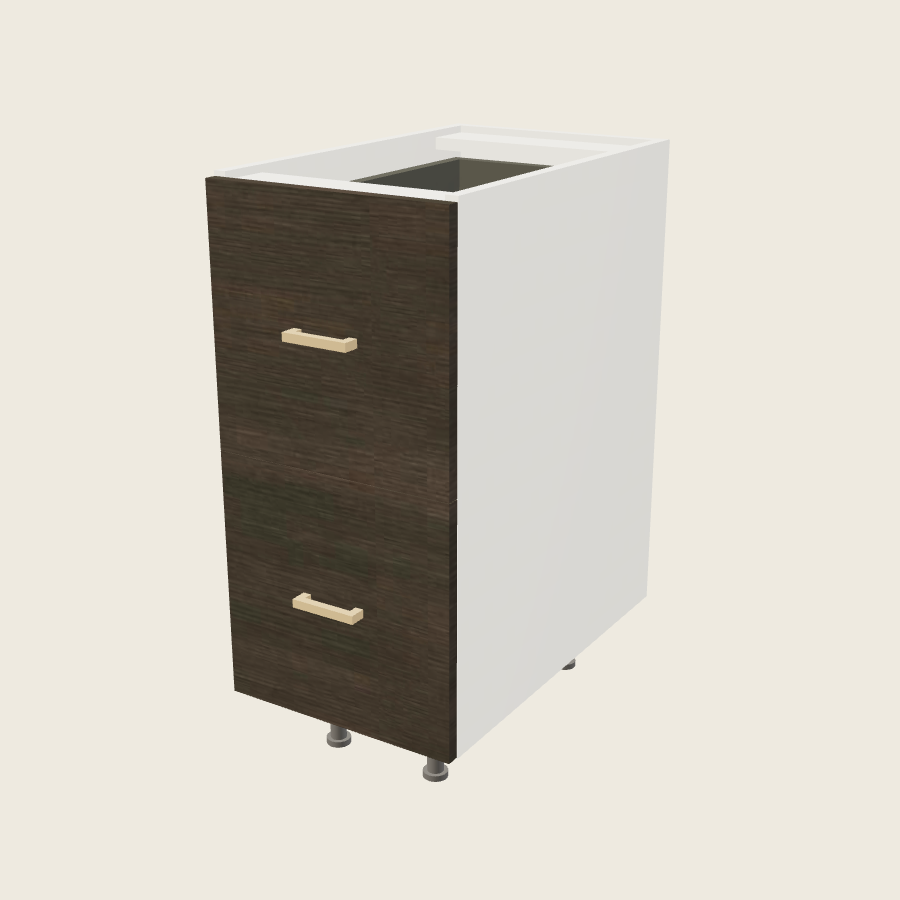 Torino Dark Wood Two Drawer Bases with One Inner Drawer - 2DBID15 — 2020 catalog rendering; finish and installed options are illustrative