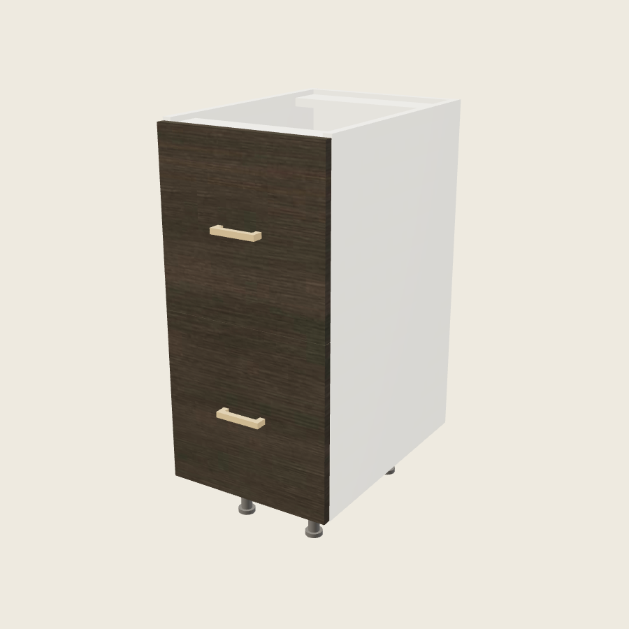 Torino Dark Wood Two Drawer Vanity Base - 2VDB15 — 2020 catalog rendering; finish and installed options are illustrative